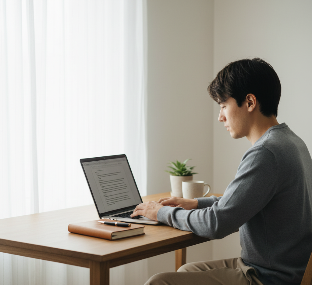 Daily Digital Routine setup with laptop and coffee